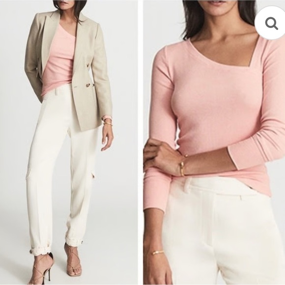 Reiss Pink Ribbed Knit Top - Picture 2 of 5